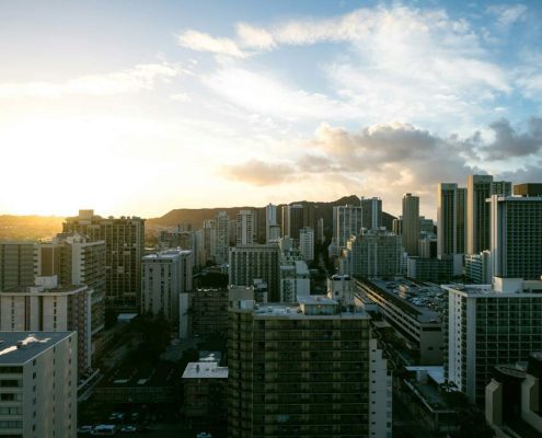 Photo overlooking Waikiki from Hawaii SEO and Web Design's office on Kalakaua Ave.